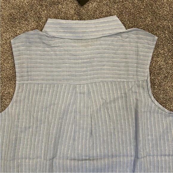 Express Women's Linen-Blend Pinstripe Sleeveless Button Up Shirt Size XL NWT $58 - Picture 10 of 16